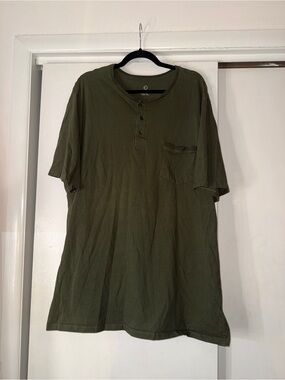 DXL Men's Olive Green Henley Pocket T-Shirt